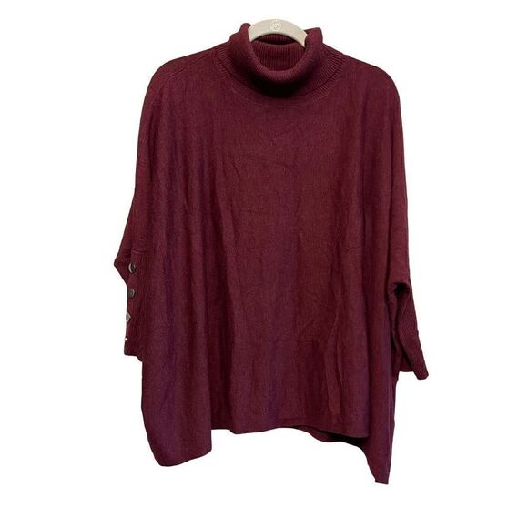 Survival Poncho Womens Medium Sweater 3/4 Sleeve Detail Turtleneck - Picture 2 of 5